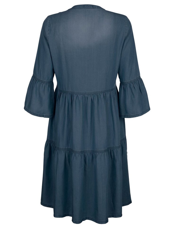 Alba Moda Midikleid Freizeitkleid mit Volantärmeln Unifarbenes Modell mit femininem Ausschnitt und ohne Verschluss – Bild 5 von 5