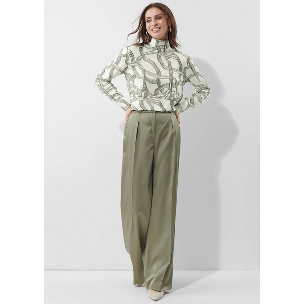 Alba Moda Schlupfbluse Elegante Satinbluse mit Bindeschleife Unifarbenes Modell mit Stehkragen und Bindeband im Nacken