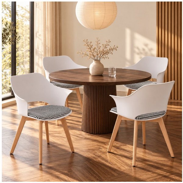 Albatros International Esszimmerstuhl Esszimmer Stühle 4 er Set AALBORG, Stuhl Stühle Esszimmerstühle (4er Set Grau Buche), Buche Massiv-Holz, Esszimmerstuhl Kü