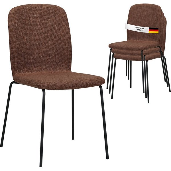 Albatros International Esszimmerstuhl Esszimmer Stühle 4 er Set ENNA, Stuhl Stühle Esszimmerstühle, Küche (4er Set, Braun, Stoff Bezug), Küchenstuhl Küchenstühl