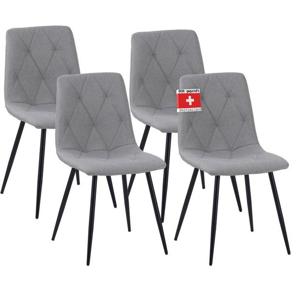 Albatros International Esszimmerstuhl Esszimmer Stühle 4 er Set DORA, Stuhl Stühle Esszimmerstühle, Küche (4er Set, Grau, Stoff Bezug), Küchenstuhl Küchenstühle