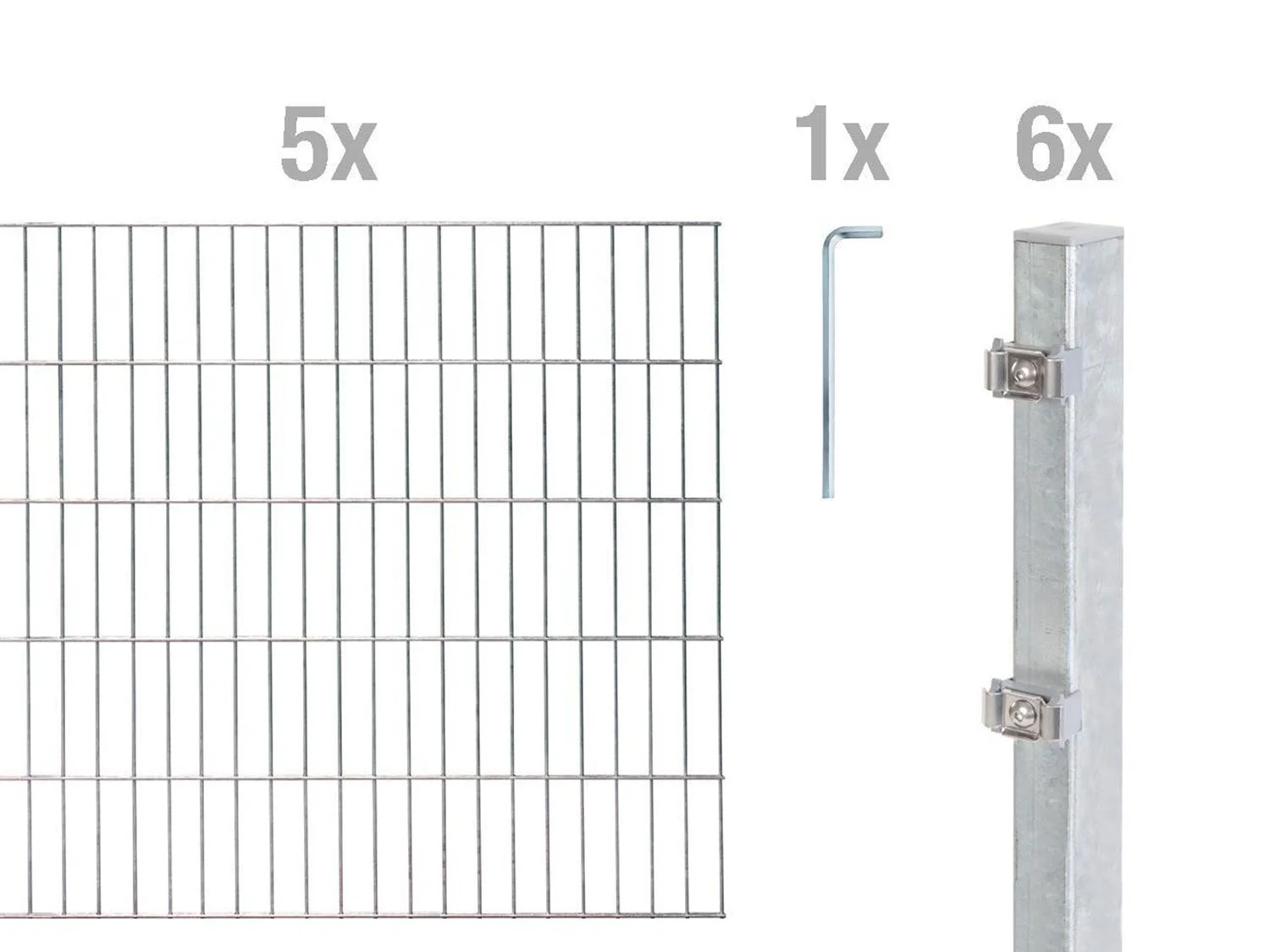 ALBERTS Doppelstabmattenzaun-Grundset, Länge 10 m (feuerverzinkt, Mattenhöhe: 1600 mm) – Bild 2 von 3