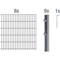 ALBERTS Doppelstabmattenzaun-Grundset (anthrazit, Zaunl. 16 m, Mattenh. 1200mm)