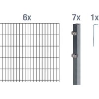 ALBERTS Doppelstabmattenzaun-Grundset (anthrazit, Zaunl. 12 m, Mattenh. 1600mm)