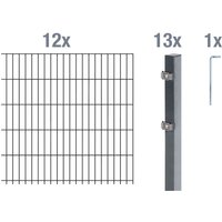 ALBERTS Doppelstabmattenzaun-Grundset (anthrazit, Zaunl. 24 m, Mattenh. 1200mm)