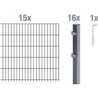 ALBERTS Doppelstabmattenzaun-Grundset (anthrazit, Zaunl. 30 m, Mattenh. 1000mm)