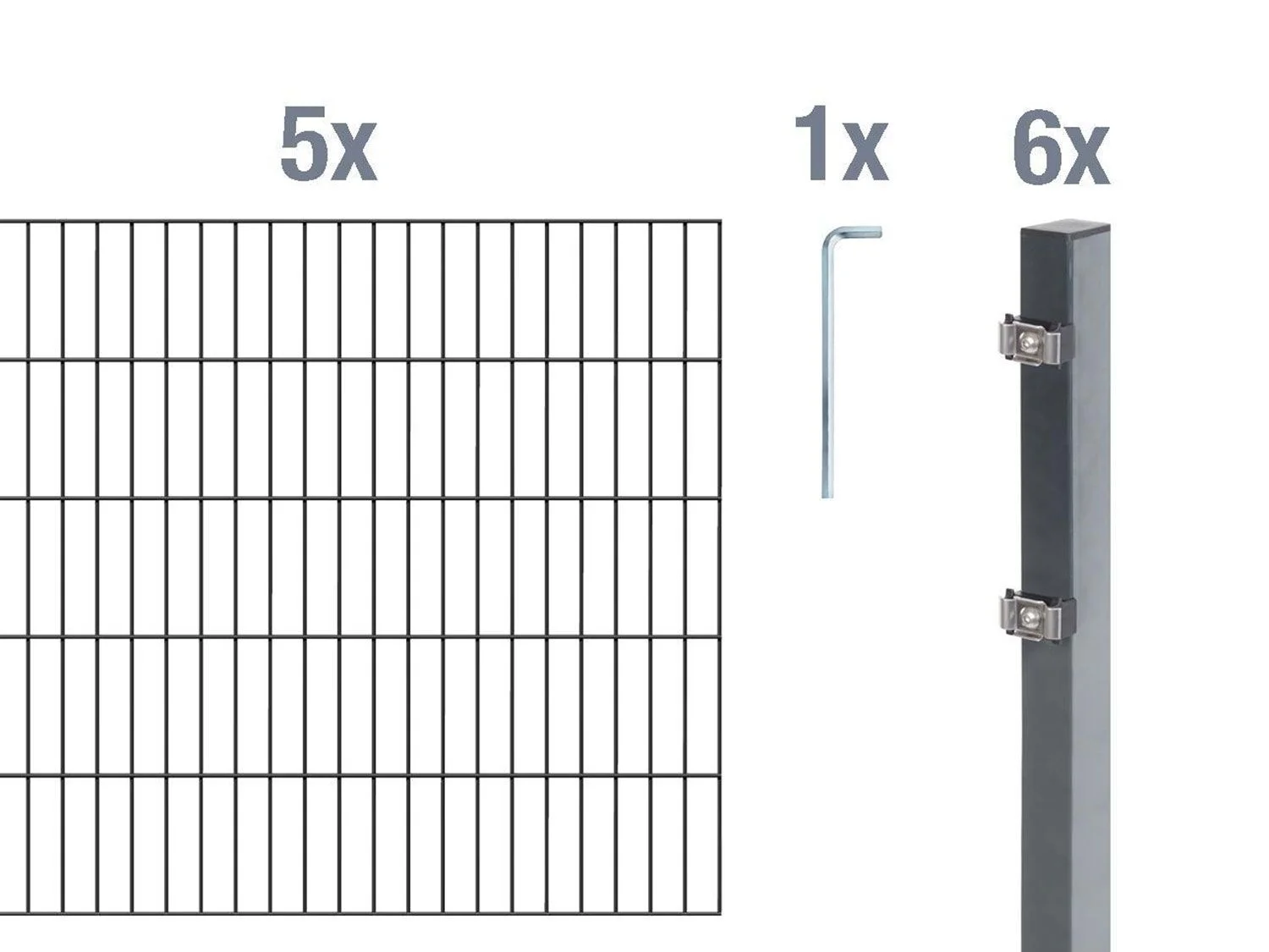 ALBERTS Doppelstabmattenzaun-Grundset, Länge 10 m (Anthrazit, Mattenhöhe: 1200 mm) – Bild 2 von 3