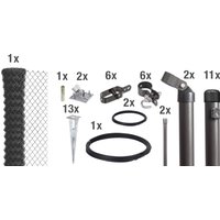 ALBERTS Set Maschendrahtzaun mit Einschlagbodenhülse, anthrazit (1000 mm)