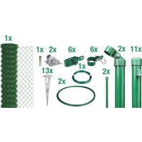 ALBERTS Set Maschendrahtzaun mit Einschlagbodenhülse, grün (1250 mm)