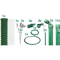 ALBERTS Set Maschendrahtzaun mit Einschlagbodenhülse, grün (2000 mm)