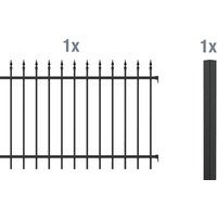 ALBERTS Zaun-Anbauset Chaussee, zum Einbetonieren (matt-schwarz, 120 cm)