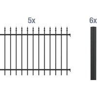 ALBERTS Zaun-Grundset Chaussee, zum Einbetonieren (matt-schwarz, 120 cm)