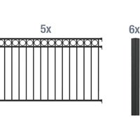 ALBERTS Zaun-Grundset Circle, zum Einbetonieren (matt-schwarz, 100 cm)