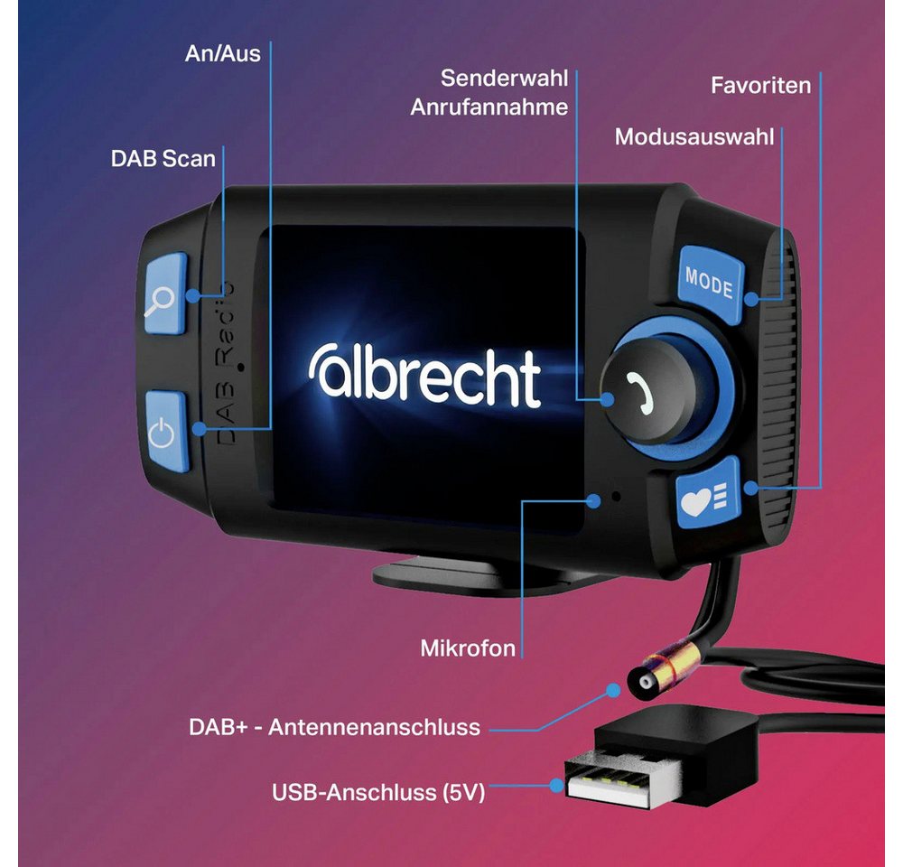 Albrecht Albrecht DR 55 Mini DAB+ Empfänger Bluetooth Musikstreaming, Freisprec Digitalradio (DAB) – Bild 2 von 5