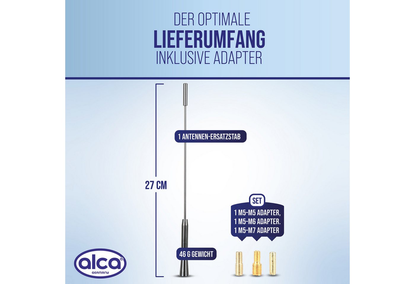 alca Dachantenne AM FM Auto Marder-Stopp 27 cm schwarz M4 M5 M6 Autoradio-Ersatzantennenstab (AM/FM, DAB) – Bild 3 von 5
