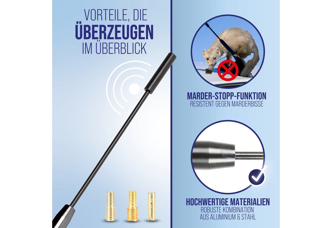 alca Dachantenne AM FM Auto Marder-Stopp 27 cm schwarz M4 M5 M6 Autoradio-Ersatzantennenstab (AM/FM, DAB) – Bild 4 von 5