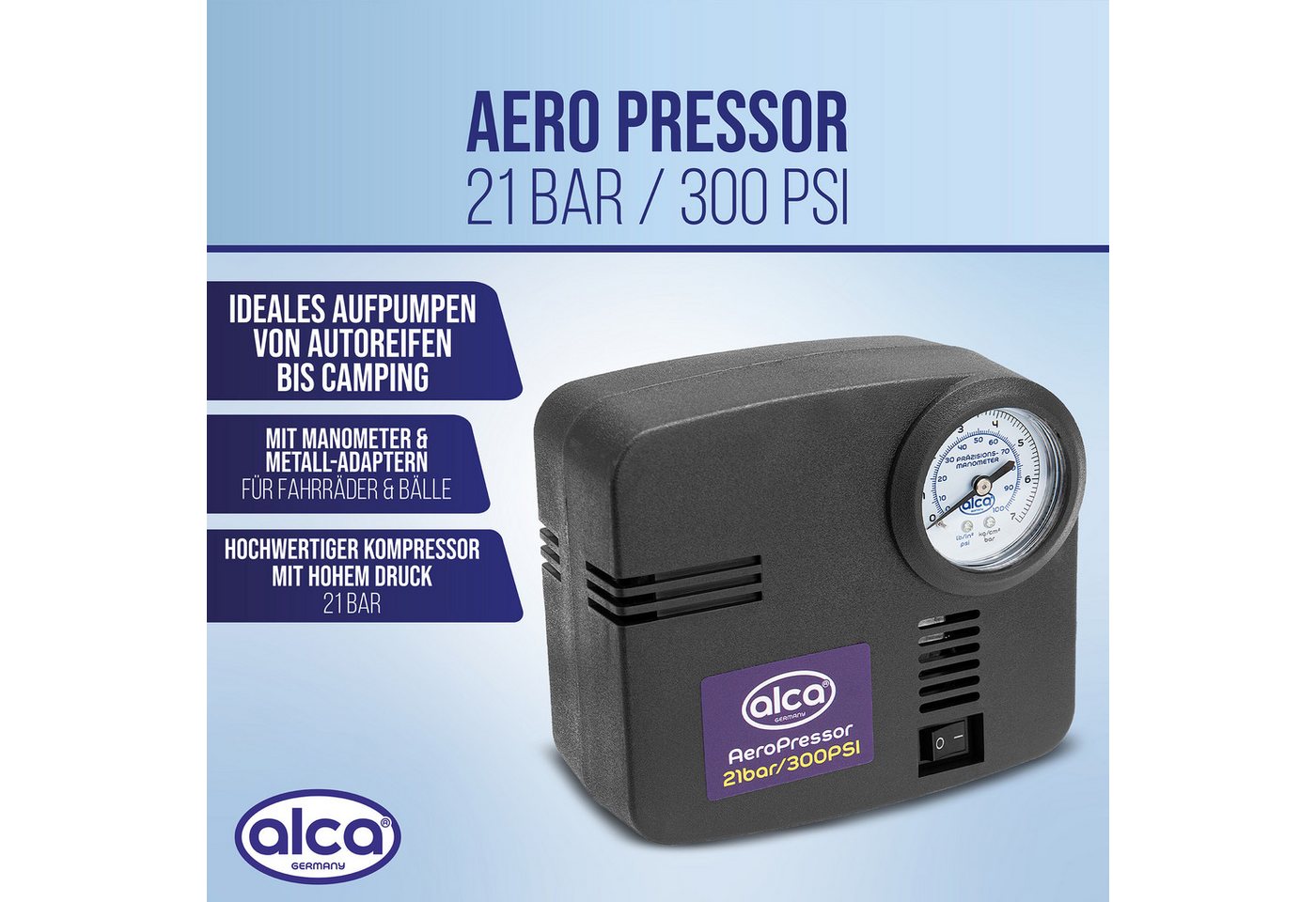 alca Kompressor Auto Kompressor mini 12V elektr. Luftpumpe 21 bar Zigarettenanzünder, 144 W, max. 7 bar, 1-tlg. – Bild 2 von 5