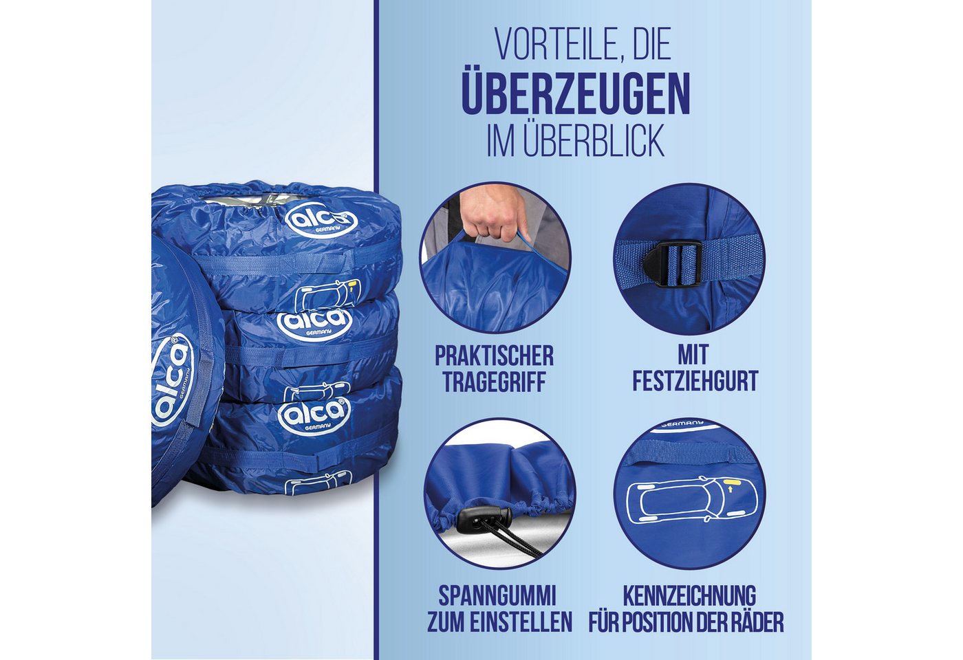 alca Reifentasche Reifentaschen-Set Tragegriff Reifenmarkierung 4-teilig 13"-18" für SUV (4-tlg) – Bild 4 von 5