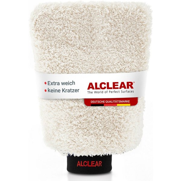 ALCLEAR 950013WH Ultraweicher Mikrofaser Auto Waschhandschuh, saugstark Mikrofasertuch (80% Polyester, 20% Nylon)