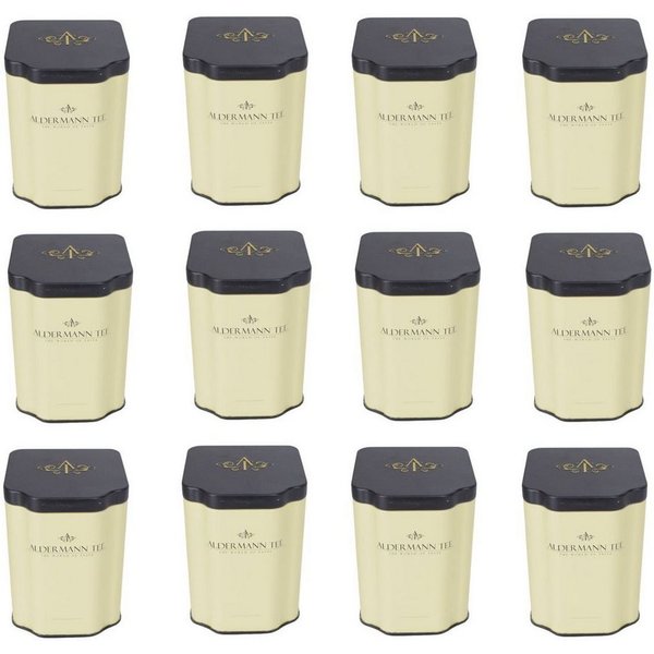 Aldermann Tee GmbH Teebox Teedosen 6,12, 24er-Set "Aldermann Tee" Teedose, mit Deckel 8x8x11 cm, Blech, (12-tlg)