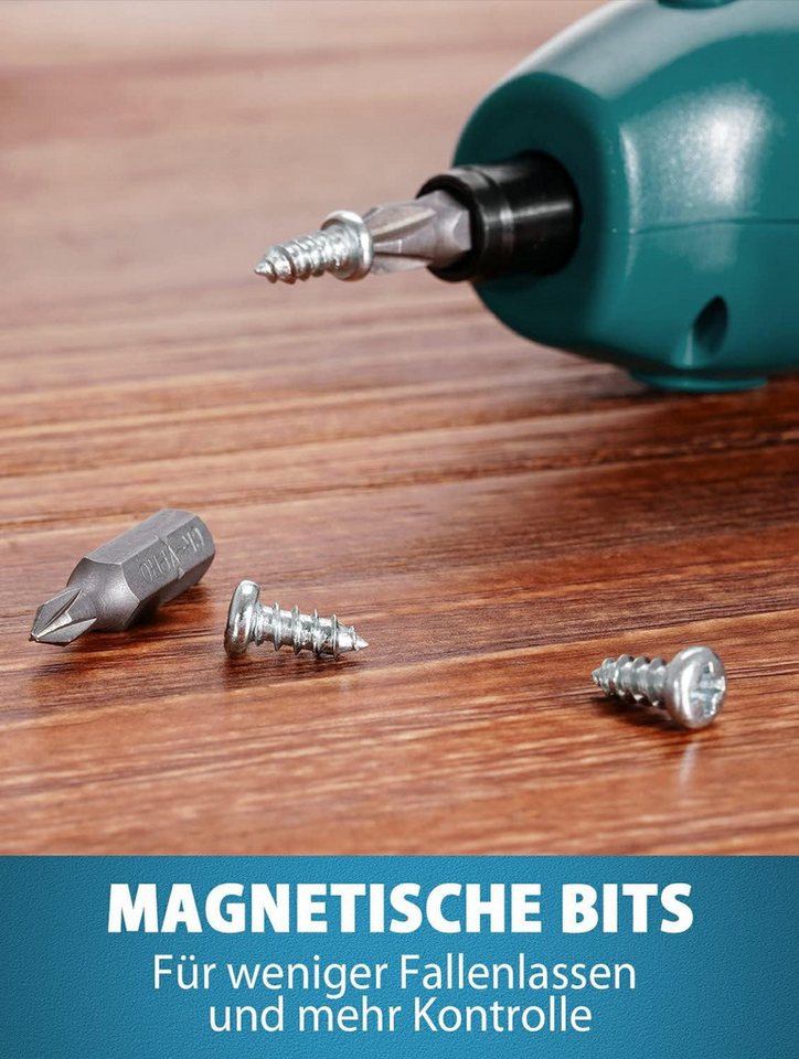 Aleapow Akku-Schrauber, 200,00 U/min, 5,00 Nm, (Mini Akkuschrauber, 11-tlg., 2000mAh 3,6 V Akkuschrauber Klein), Schraubendreher mit 9+1 Bits LED Licht, USB Lad – Bild 5 von 5