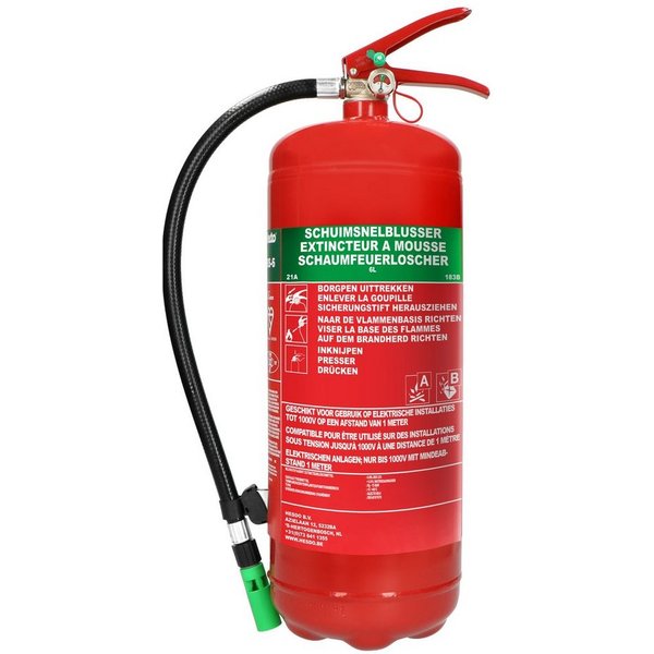 Alecto Schaum-Feuerlöscher BS-6, (1-St) simpel & sofort einsatzbereit, ideal für jeden Ort inkl. Aufhängung