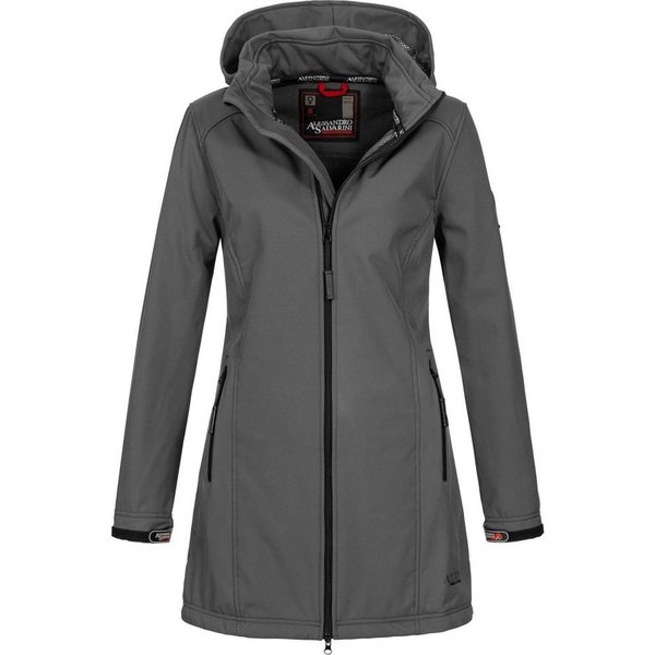 Alessandro Salvarini Softshelljacke Alessia lang mit abnehmbarer Kapuze