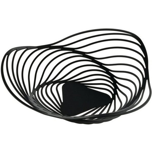 Alessi Obstschale Trinity Schwarz 26 cm, Epoxidharzbeschichteter Stahl