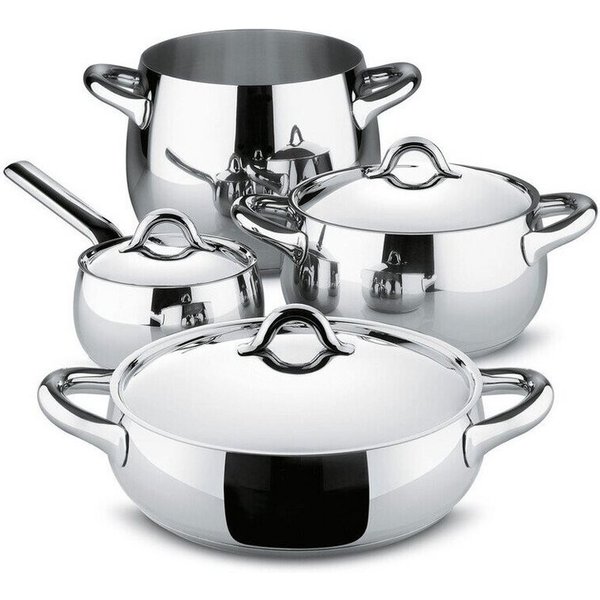 Alessi Topf-Set Topf-Set 7-tlg. Mami edelstahl, Edelstahl (Gläserset, 1-tlg., 2x Sektglas), 18/10 Edelstahl, Ø20cm, spülmaschinenfest