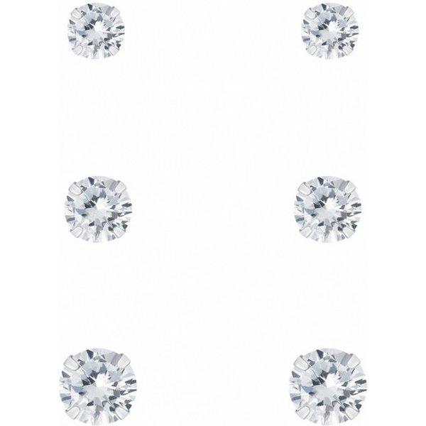 ALEXANDER YORK Ohrstecker-Set Zirkonia 3, 4, 5 mm, 3-tlg., 925 Sterling Silber