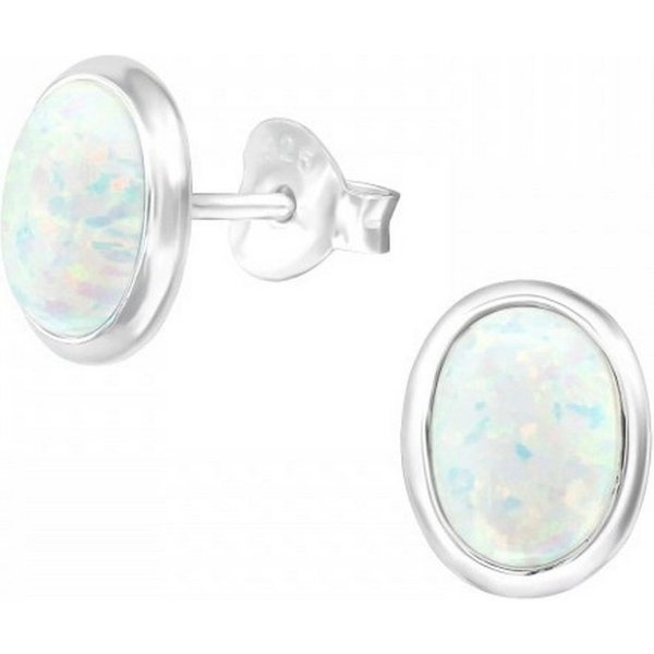 ALEXANDER YORK Paar Ohrstecker OPAL snow, 2-tlg., 925 Sterling Silber