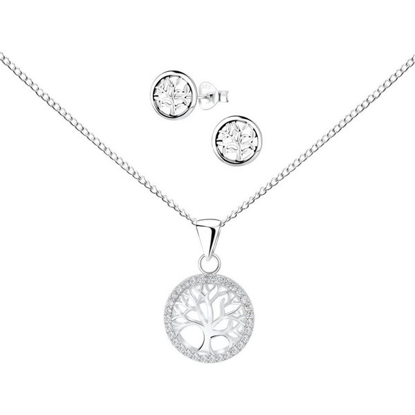 ALEXANDER YORK Schmuckset Schmuckset, Lebensbaum, TREE OF LIFE Zirkonia weiß, Ohrstecker, 4-tlg.