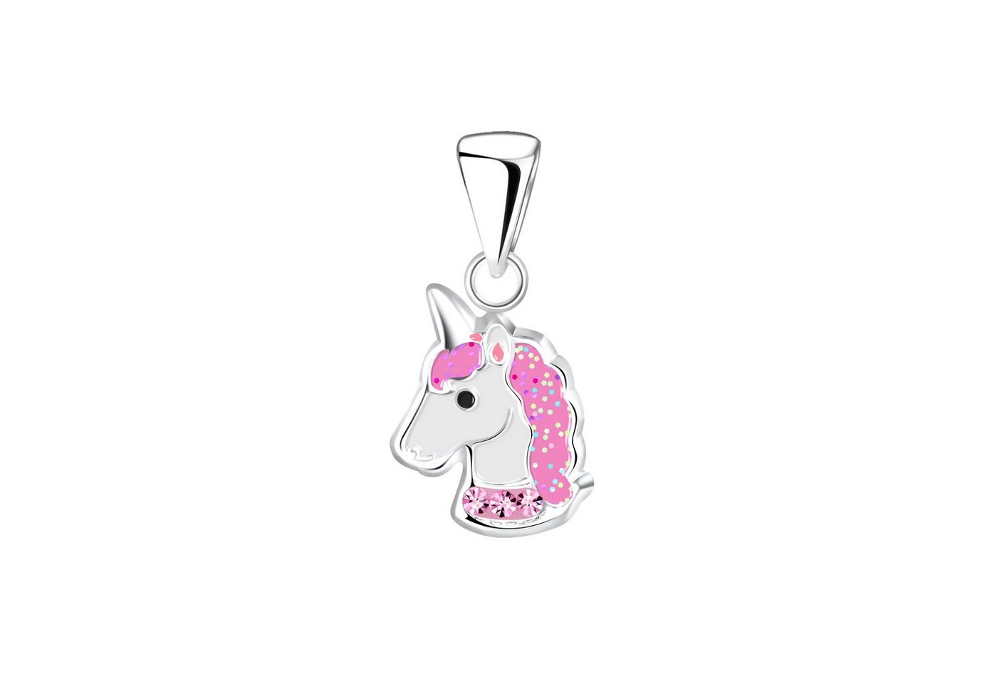 ALEXANDER YORK Schmuckset EINHORN Kristall pink, 5-tlg. (Kette mit Anhänger, Ohrstecker, Armband), 925 Sterling Silber – Bild 4 von 5