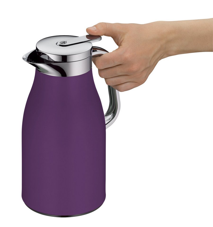 Alfi Isolierkanne SKYLINE, mit Hartglaseinsatz und ergonomischem Griff, 1 l, (1-St), 12h heiß & 24h kalt, Drehverschluss mit bequemem Druckknopf – Bild 3 von 5