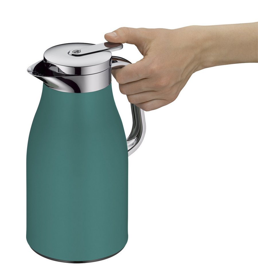 Alfi Isolierkanne SKYLINE, mit Hartglaseinsatz und ergonomischem Griff, 1 l, (1-St), 12h heiß & 24h kalt, Drehverschluss mit bequemem Druckknopf – Bild 3 von 5