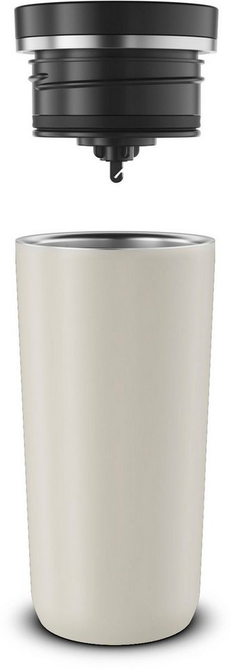 Alfi Thermobecher ISO COFFEE MUG PRO, absolut dicht, spülmaschinenfest, 1-tlg., Edelstahl, Kunststoff, Silikon, 0,38l, 6h heiß & 12h kalt, mit Druckknopf & Teeb – Bild 2 von 5