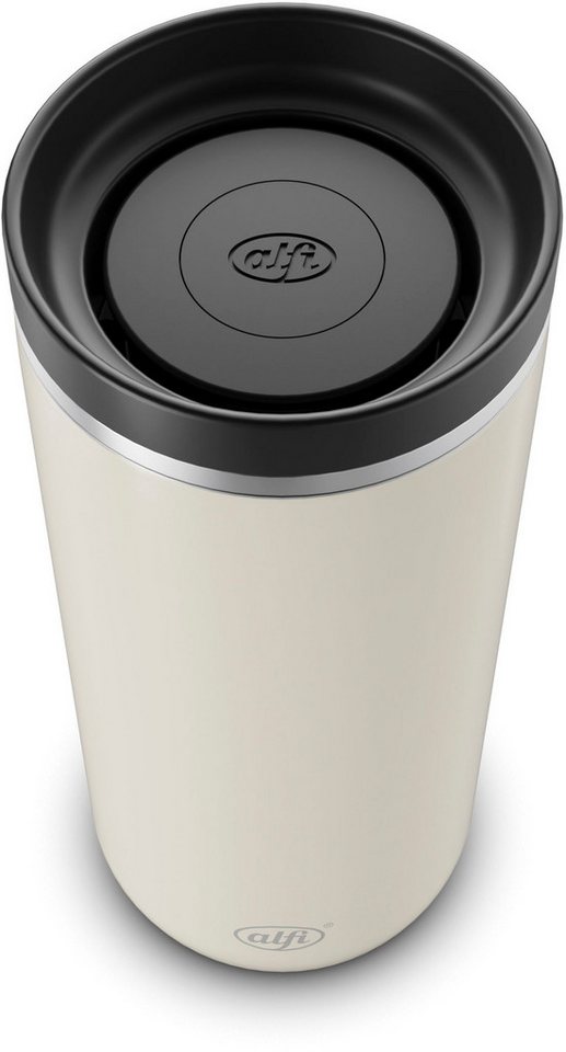 Alfi Thermobecher ISO COFFEE MUG PRO, absolut dicht, spülmaschinenfest, 1-tlg., Edelstahl, Kunststoff, Silikon, 0,38l, 6h heiß & 12h kalt, mit Druckknopf & Teeb – Bild 5 von 5