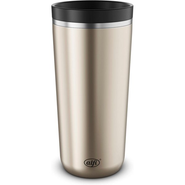 Alfi Thermobecher ISO COFFEE MUG PRO, absolut dicht, spülmaschinenfest, 1-tlg., Edelstahl, Kunststoff, Silikon, 0,38l, 6h heiß & 12h kalt, mit Druckknopf & Teeb
