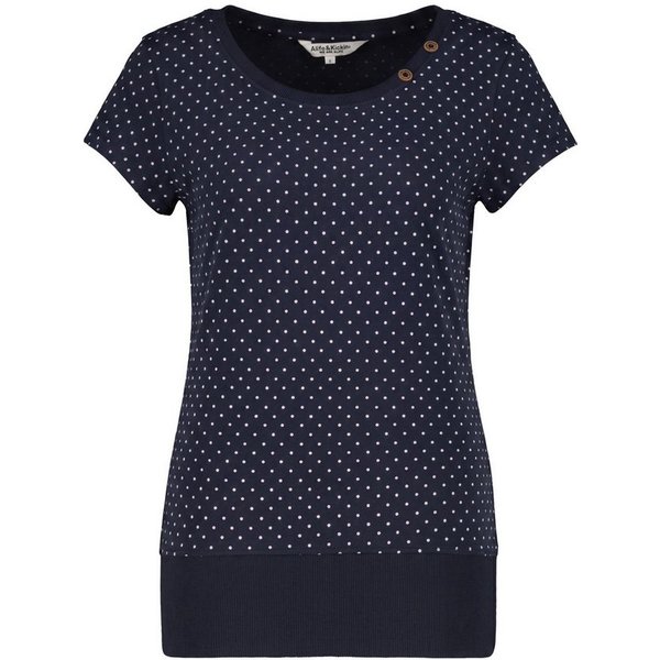 Alife & Kickin Rundhalsshirt Kurzarm mit Polka-Dot-Allover-Print, Scoop-Neck und Rippbund