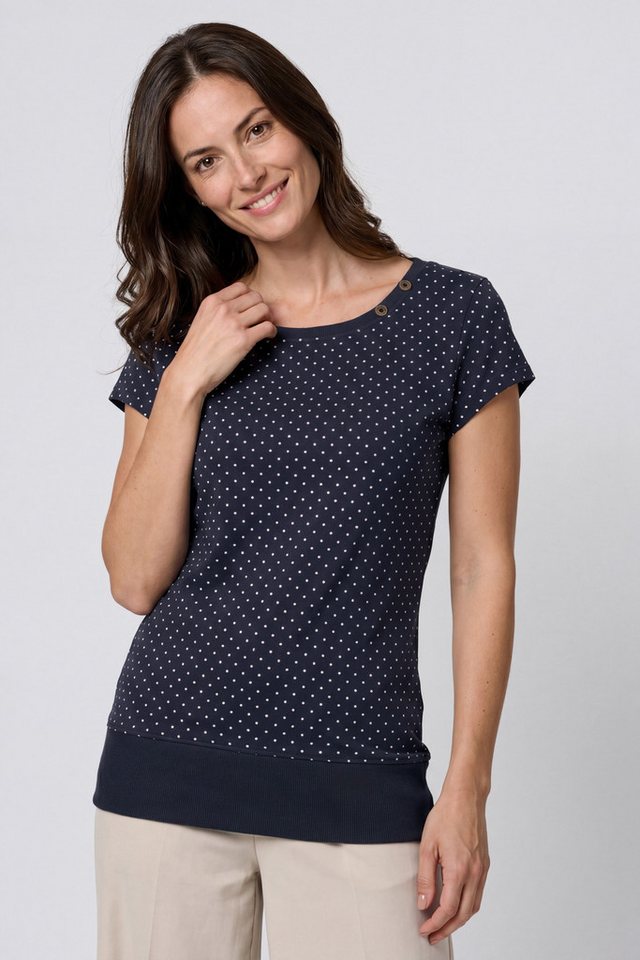 Alife & Kickin Rundhalsshirt Kurzarm mit Polka-Dot-Allover-Print, Scoop-Neck und Rippbund – Bild 2 von 5