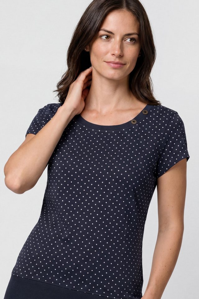 Alife & Kickin Rundhalsshirt Kurzarm mit Polka-Dot-Allover-Print, Scoop-Neck und Rippbund – Bild 4 von 5