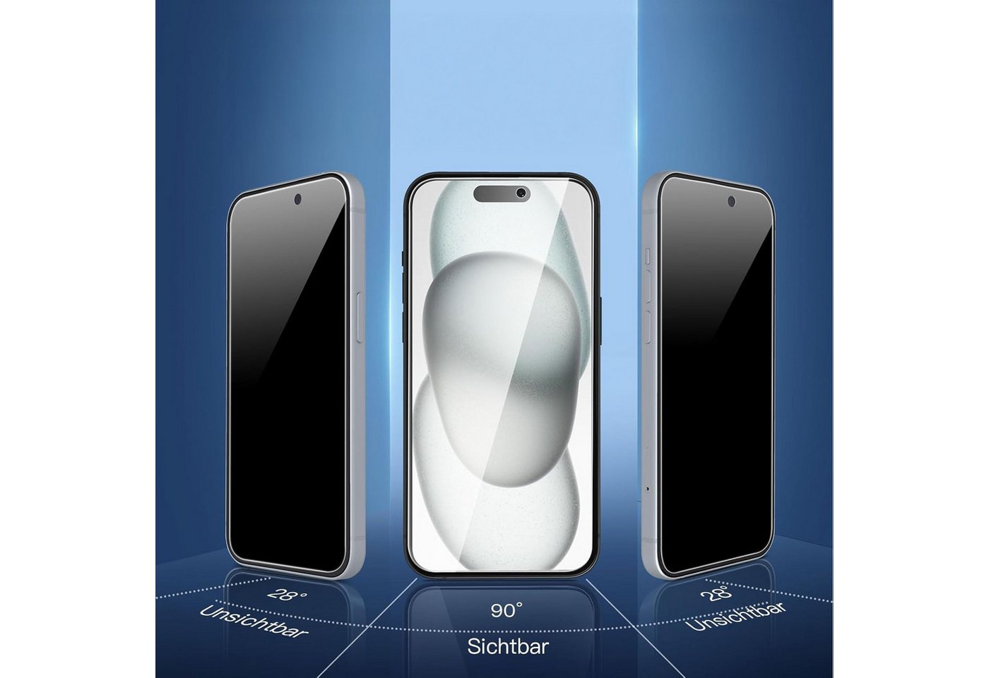 alkaya. Displayschutzglas iPhone 15/iPhone 16 Displayschutzglas Privacy, Panzerglas für iPhone 15, iPhone 16, 9H-Härteglas – Bild 2 von 5