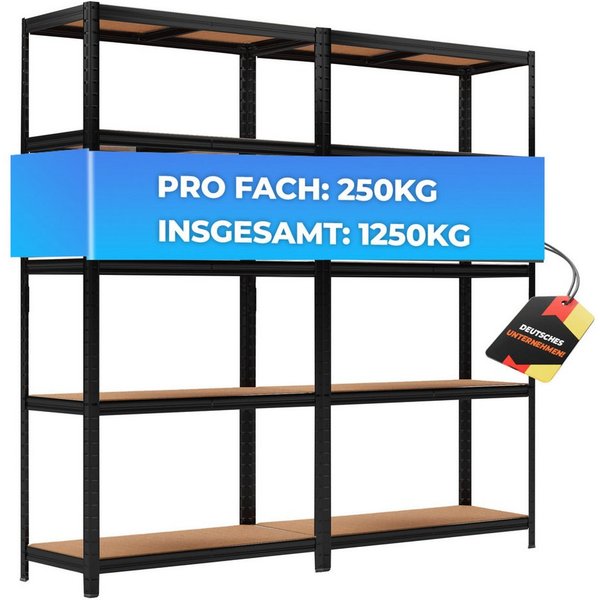 ALL Schwerlastregal 180x90x40 cm, 2er-Set, 2500kg Traglast ideal für Lager & Keller