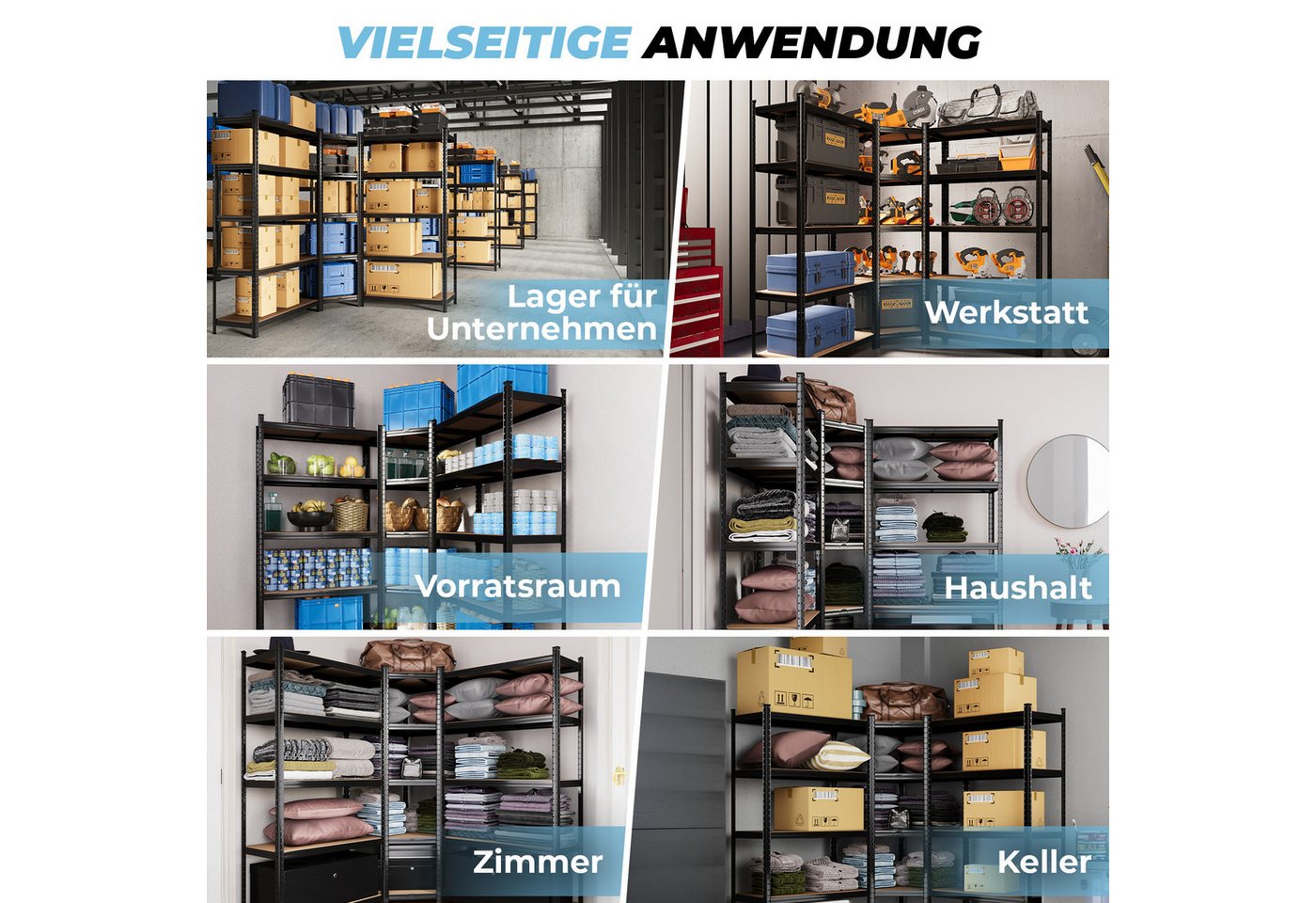 ALL Schwerlastregal Eckregal - Sets Premium Qualität, 180x90x60cm 1250kg Traglast – Bild 2 von 5