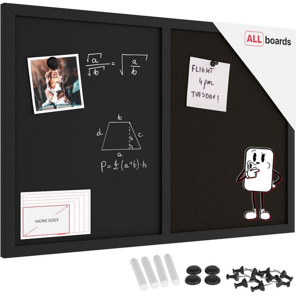 ALLboards Tafel Kombitafel Kork / schwarz magnetisch Holzrahmen schwarz lackiert