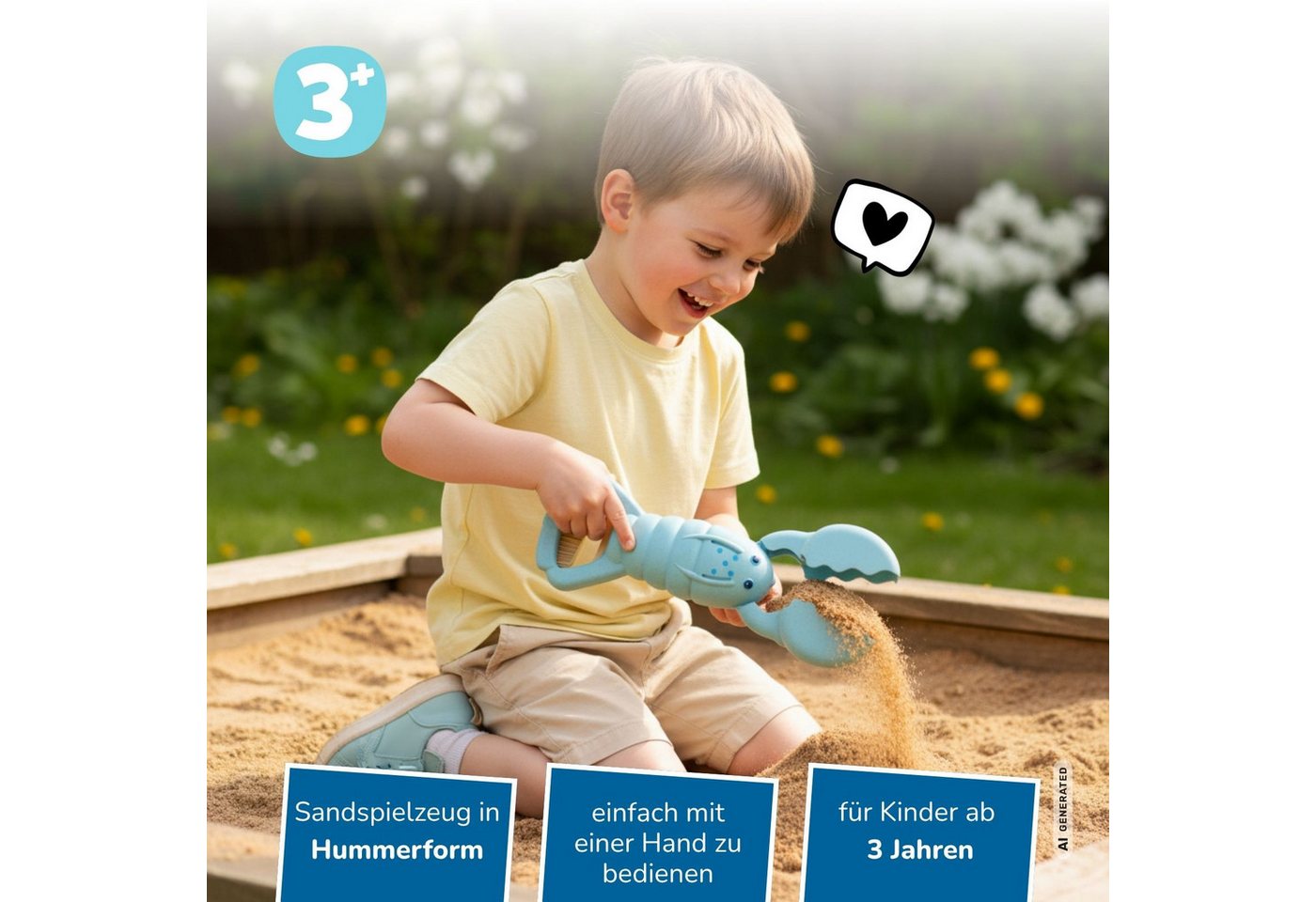 alldoro Sandform-Set Sandgreifer Hummer hellblau - Sandspielzeug für Kinder ab 3 Jahren, Tierisches Outdoor-Spielzeug für Sandkasten, Spielplatz & Strand – Bild 2 von 5