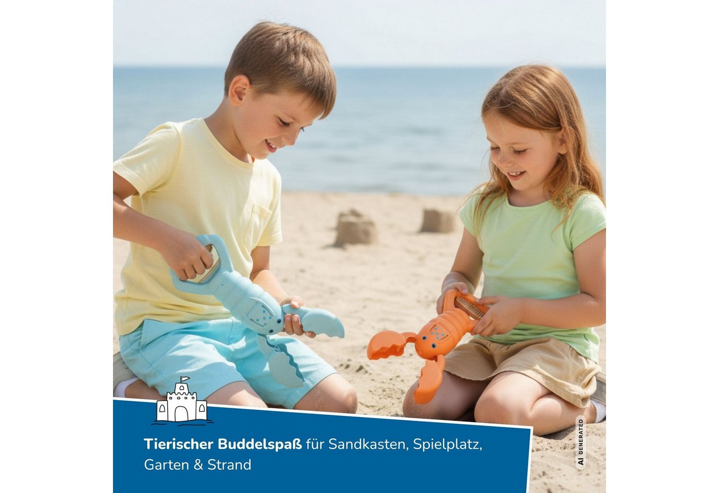 alldoro Sandform-Set Sandgreifer Hummer hellblau - Sandspielzeug für Kinder ab 3 Jahren, Tierisches Outdoor-Spielzeug für Sandkasten, Spielplatz & Strand – Bild 3 von 5
