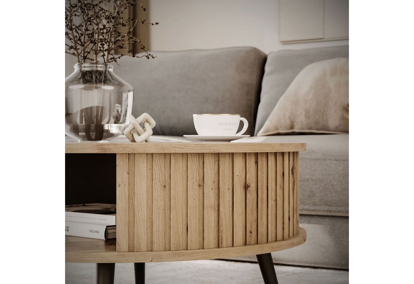 ALLHOUSE24 Couchtisch NOVA Runder Sofatisch, Kaffeetisch mit Ablage (1x Couchtisch), Durchmesser: ⌀ 76 cm – Bild 4 von 5