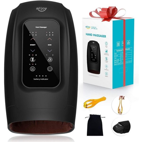 ALLJOY Massagegerät Handmassager mit Wärmekompression zur Schmerzlinderung für Arthritis, Luftkissen-Pressmassage,Wärmefunktion,Vibration, Ein-Tasten-Touchscree
