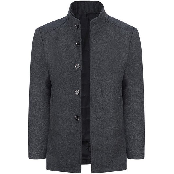 Allthemen Kurzmantel mit abnehmbarer dicker Weste Herren Wintermantel kurze Wolljacke